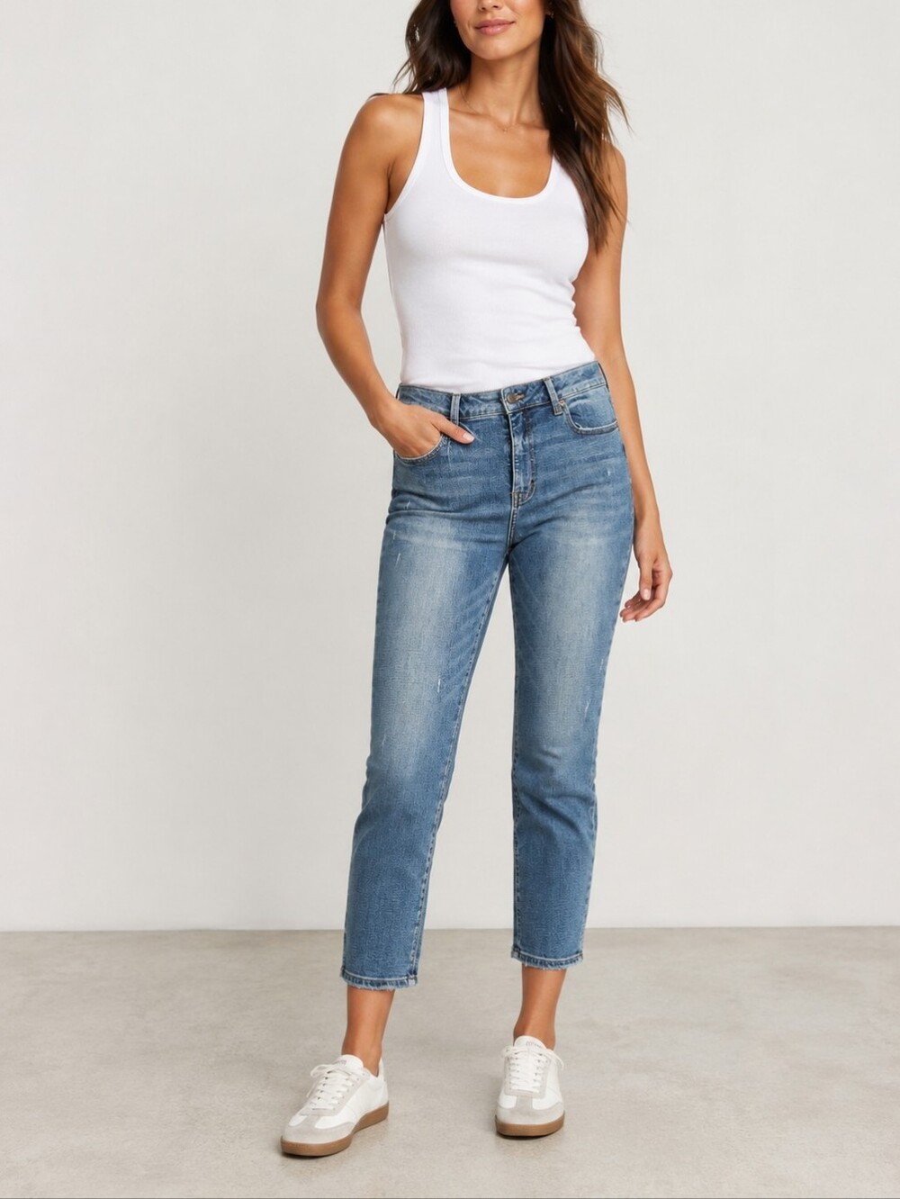 Pistola Cropped Jeans Womens 32 Mid Rise Slim Distressed Stretch Denim Blue
